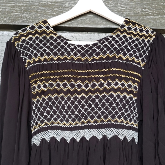 143 FREE PEOPLE Black Late Night Picnic Mini Dress M - Picture 6 of 16